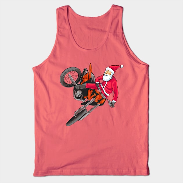 Dirt Bike Motocross Freestyle Santa Christmas Tank Top by E